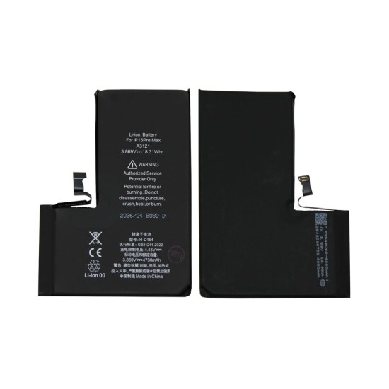 Bateria A3121 para Apple iPhone 15 Pro Max com Diagnóstico Não Apresenta Erros 4730mAh